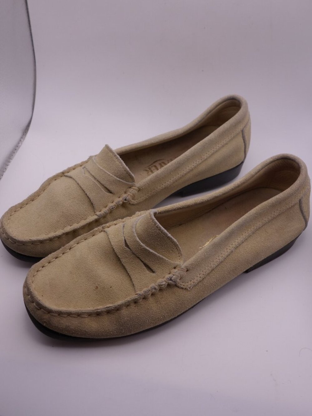 METAYER Tan Suede Penny Loafers Shoes Women's Size 37